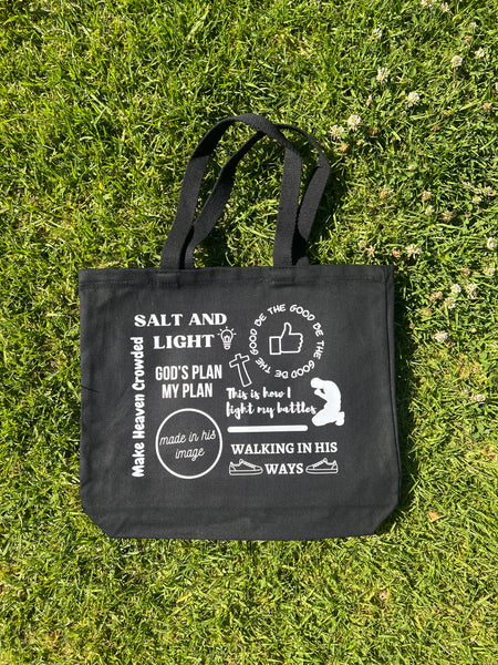 Salt And Light…. Black Tote Bag